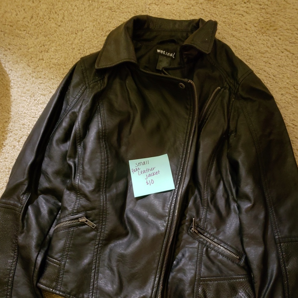 Faux black leather jacket